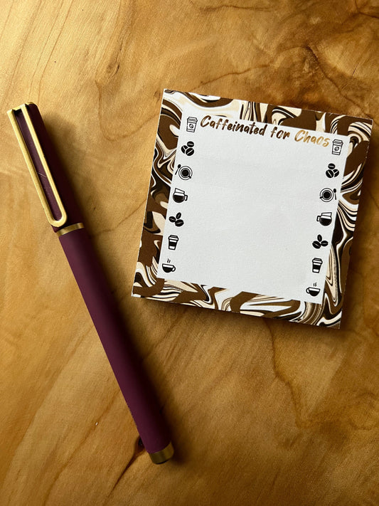 Caffeinated for Chaos | Coffee Themed Notepad