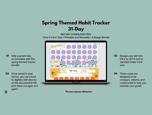 Spring Bliss Monthly Habit Tracker Bundle | 31-Day Habit Challenge | Instant Download PDF