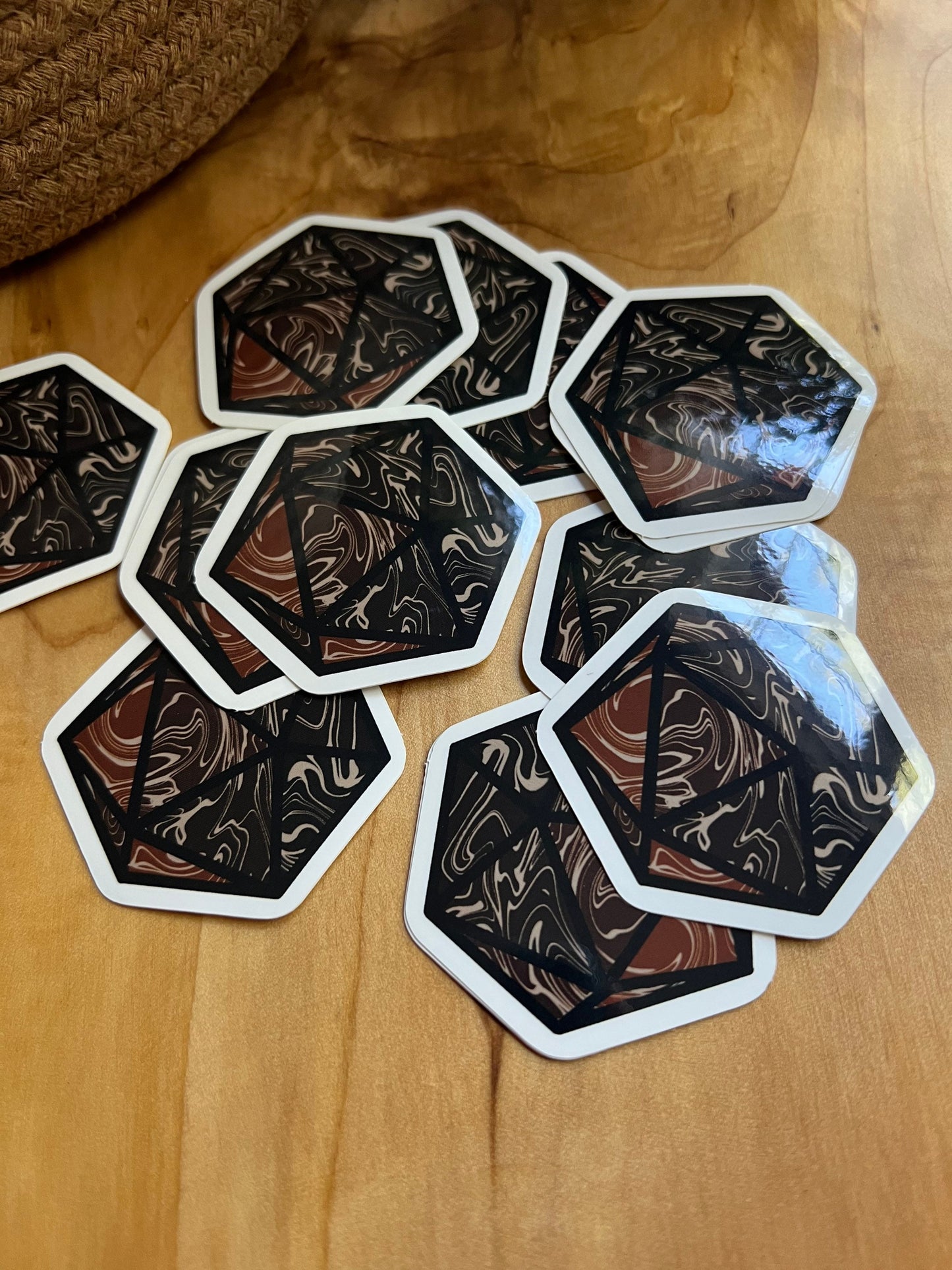 Caffeinated for Chaos | Coffee and RPG Themed Vinyl Sticker | 20-Sided Die