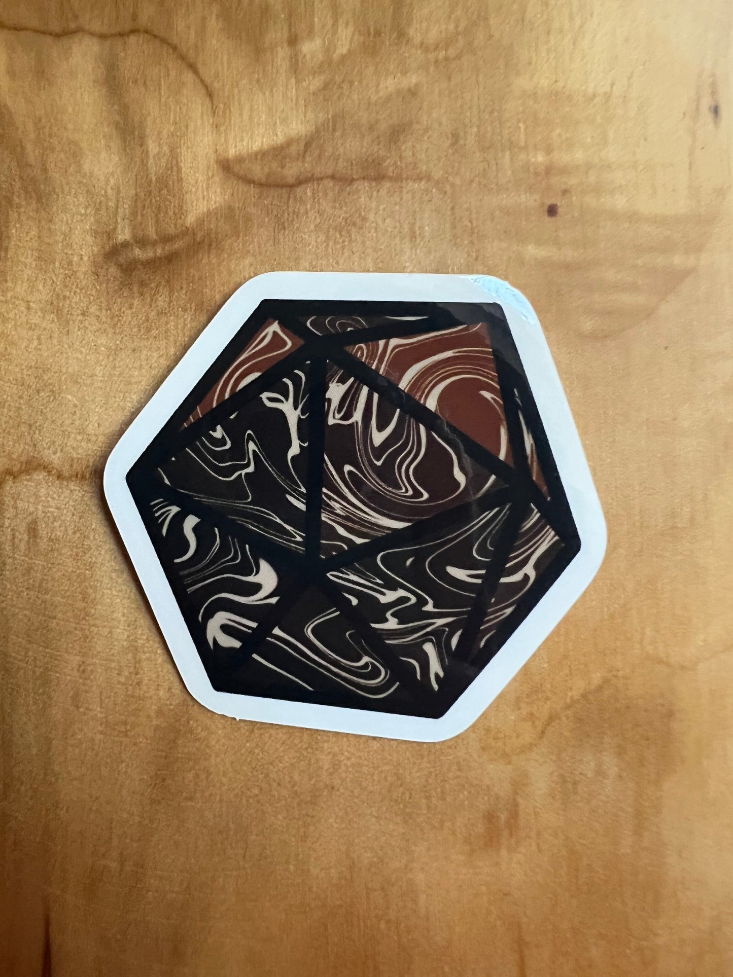 Caffeinated for Chaos | Coffee and RPG Themed Vinyl Sticker | 20-Sided Die